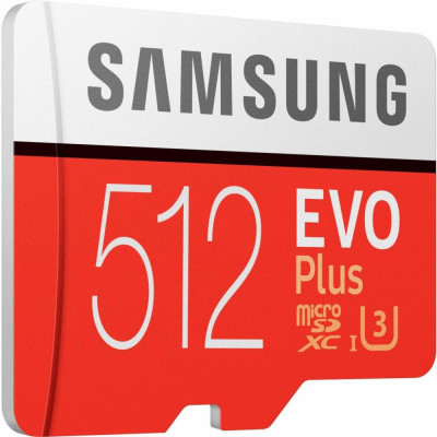 Samsung 512 GB microSDXC Class 10 UHS-I U3 EVO Plus + SD Adapter MB-MC512HA