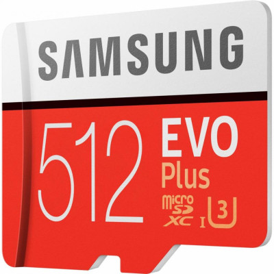 Samsung 512 GB microSDXC Class 10 UHS-I U3 EVO Plus + SD Adapter MB-MC512HA