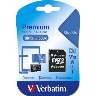 Verbatim 128 GB microSDXC UHS-I (U1) V10 Premium + SD Adapter (44085)