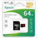 Apacer 64 GB MicroSDHC UHS-I Class 10 + SD adapter (AP64GMCSX10UB-R)