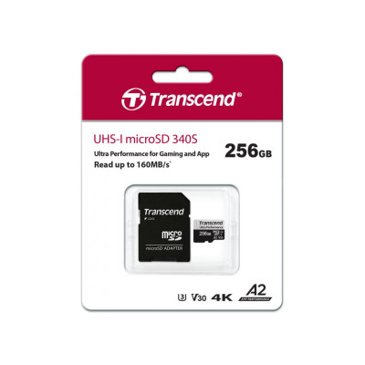 Transcend 256 GB microSDXC UHS-I U3 V30 A2 340S + SD Adapter TS256GUSD340S
