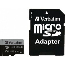 Verbatim 256 GB microSD UHS-I U3 V30 A2 Class 10 Pro + SD-adapter (47045)