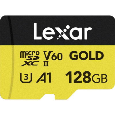 Lexar 128 GB microSDXC Professional Gold UHS-II U3 V60 A1 Class 10 (LMSGOLD128G-BNNNG)