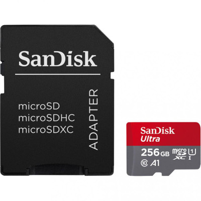SANDISK microSDXC Ultra 256GB UHS-I A1 Class 10 + SD-adapter (SDSQUAC-256G-GN6MA)