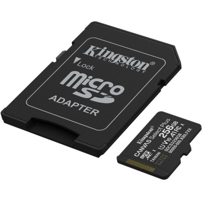 Kingston 256 GB microSDXC Canvas Select Plus Gen3 + SD-adapter SDCS3/256GB