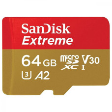 SanDisk 64 GB microSDXC UHS-I U3 V30 A2 Extreme (SDSQXAH-064G-GN6MA)