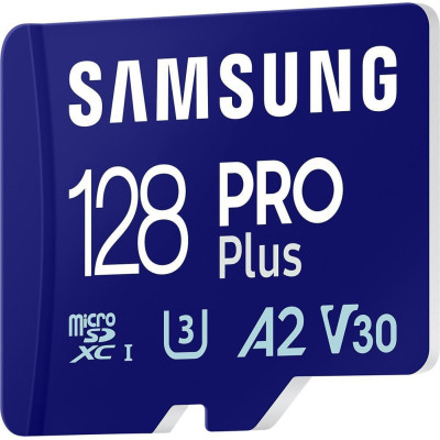 Samsung 128 GB microSDXC Pro Plus UHS-I U3 V30 A2 Class 10 + SD-adapter (MB-MD128SA)