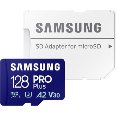 Samsung 128 GB microSDXC Pro Plus UHS-I U3 V30 A2 Class 10 + SD-adapter (MB-MD128SA)