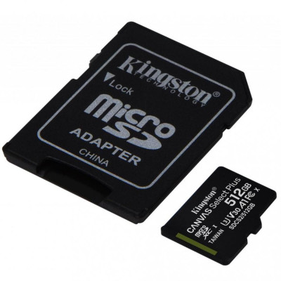 Kingston 512 GB microSDXC Class 10 UHS-I U3 Canvas Select Plus + SD Adapter SDCS2/512GB