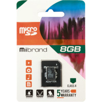 Mibrand 8 GB microSDHC Class 4 + SD Adapter MICDC4/8GB-A
