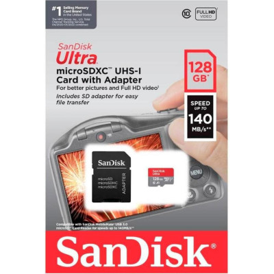 SanDisk 128 GB microSDXC UHS-I U1 A1 Class 10 Ultra (SDSQUAB-128G-GN6IA)