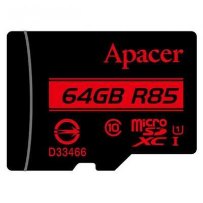Apacer 64 GB microSDXC Class 10 UHS-I R85 + SD adapter AP64GMCSX10U5-R
