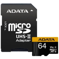 ADATA 64 GB microSDXC UHS-II U3 Premier ONE + SD adapter AUSDX64GUII3CL10-CA1