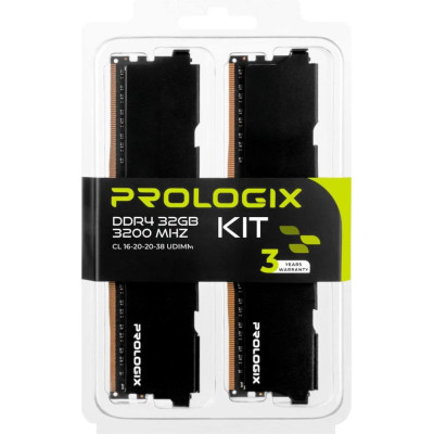 Prologix 32 GB (2x16GB) DDR4 3200 MHz Black (PRO32GB3200B4K)