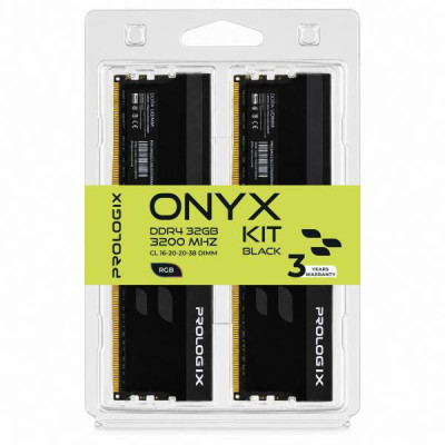 Prologix 32 GB (2x16GB) DDR4 3200 MHz Onyx Black RGB (PRO32GB3200YBR4K)