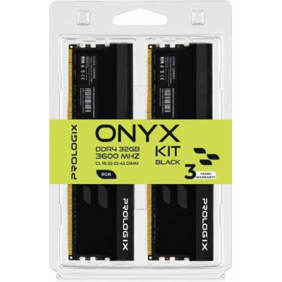 Prologix 32 GB (2x16GB) DDR4 3600 MHz Onyx Black RGB (PRO32GB3600YBR4K)