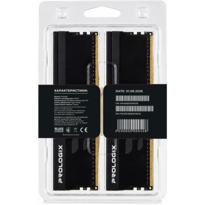 Prologix 32 GB (2x16GB) DDR4 3600 MHz Onyx Black RGB (PRO32GB3600YBR4K)