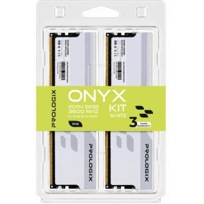 Prologix 32 GB (2x16GB) DDR4 3600 MHz Onyx White RGB (PRO32GB3600YWR4K)