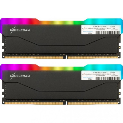 Exceleram 32 GB (2x16GB) DDR4 3600 MHz RGB X2 Series Black (ERX2B432369CD)