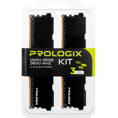 Prologix 16 GB (2x16GB) DDR4 3600 MHz Black (PRO32GB3600B4K)