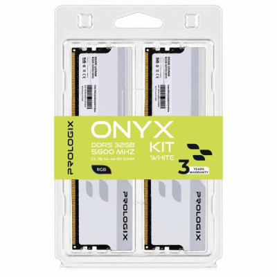Prologix 32 GB (2x16GB) DDR5 5600 MHz Onyx White RGB (PRO32GB5600YWR5K)