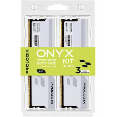 Prologix 32 GB (2x16GB) DDR5 6000 MHz Onyx White RGB (PRO32GB6000YWR5K)