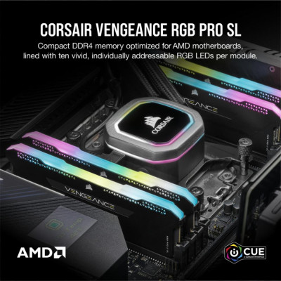 Corsair 16 GB (2x8GB) DDR4 3600 MHz Vengeance RGB Pro SL Black (CMH16GX4M2Z3600C18)