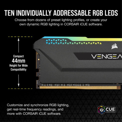 Corsair 16 GB (2x8GB) DDR4 3600 MHz Vengeance RGB Pro SL Black (CMH16GX4M2Z3600C18)
