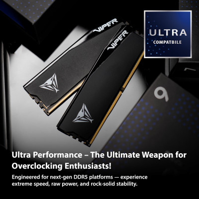  PATRIOT 32 GB (2x16GB) DDR5 6000 MHz Viper Elite 5 Ultra RGB Matte Black (VEUR532G6028K)