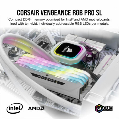 Corsair 16 GB (2x8GB) DDR4 3600 MHz Vengeance RGB Pro SL White (CMH16GX4M2D3600C18W)