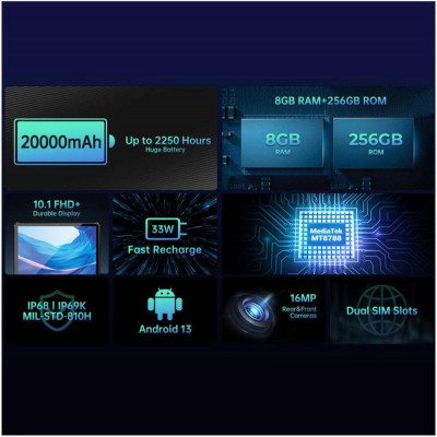 Oukitel RT6 NFC 8/256GB 4G Dual Sim Black (6931940750233)