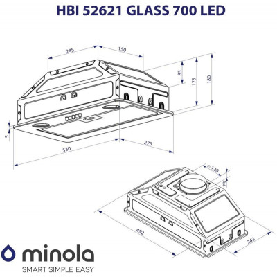 Minola HBI 52621 WH GLASS 700 LED