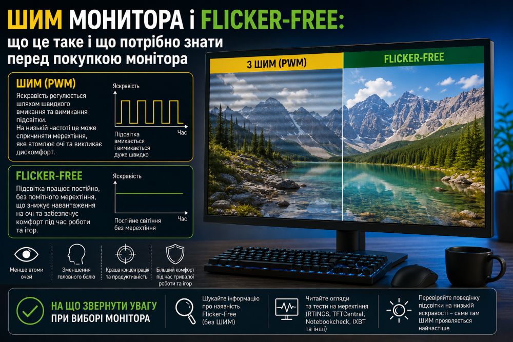 ШІМ монітора та Flicker-Free: що це таке і що потрібно знати перед купівлею монітора