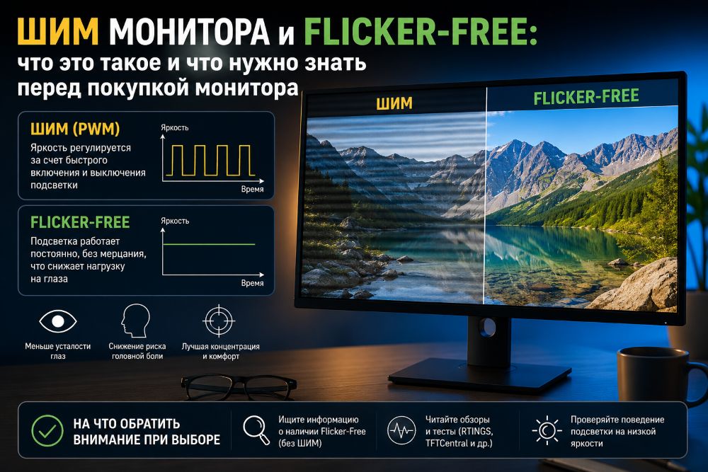 ШИМ монитора и Flicker-Free: что это такое и что нужно знать перед покупкой монитора